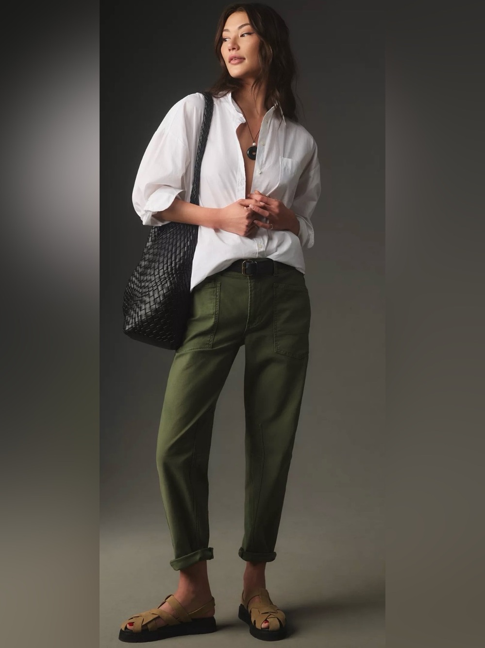 NWT $128 Pilcro Anthropologie Miss Green The Wanderer Utility Pants Size 27
